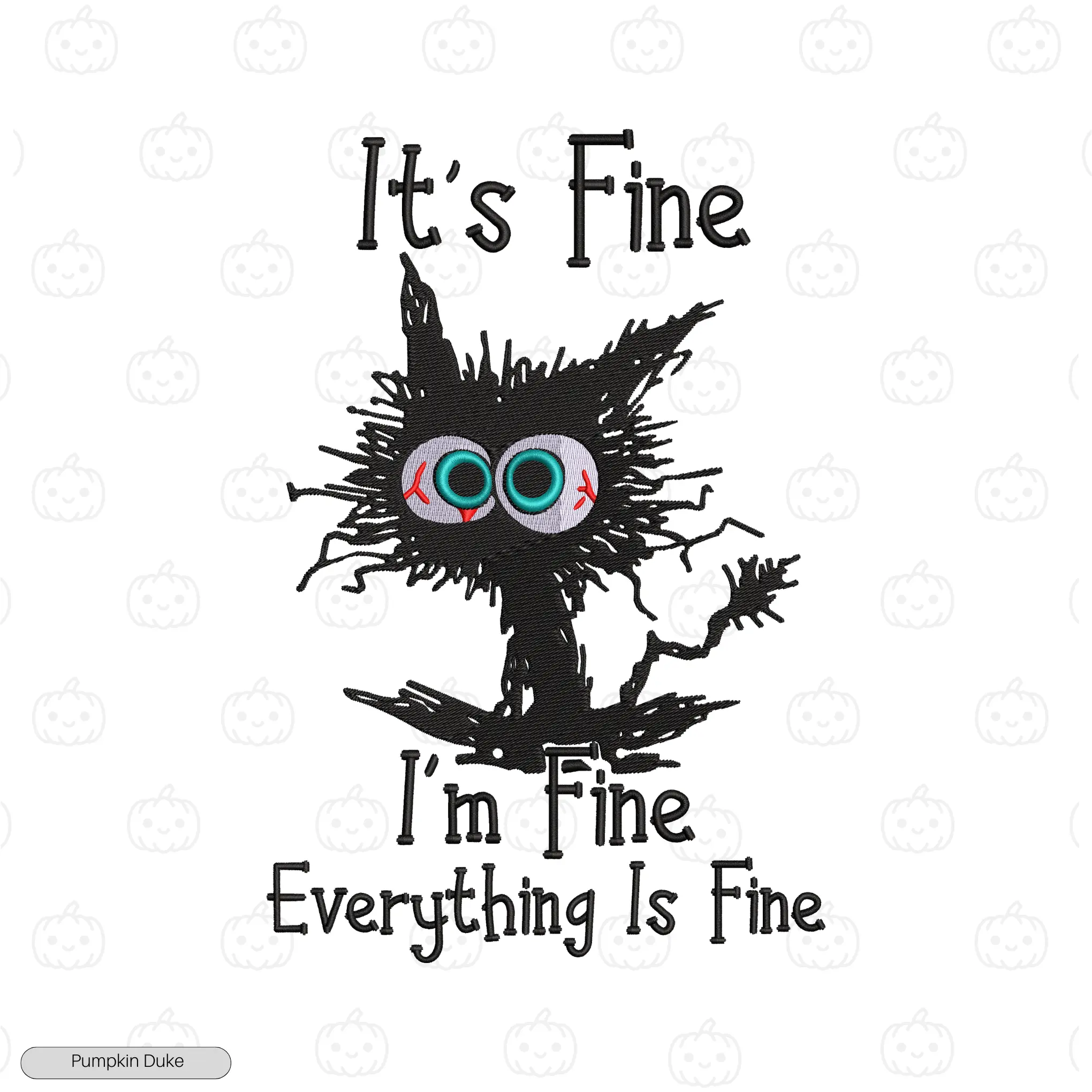 Everything Is Fine Cat Embroidery Sweatshirt (Pawnic Attack)