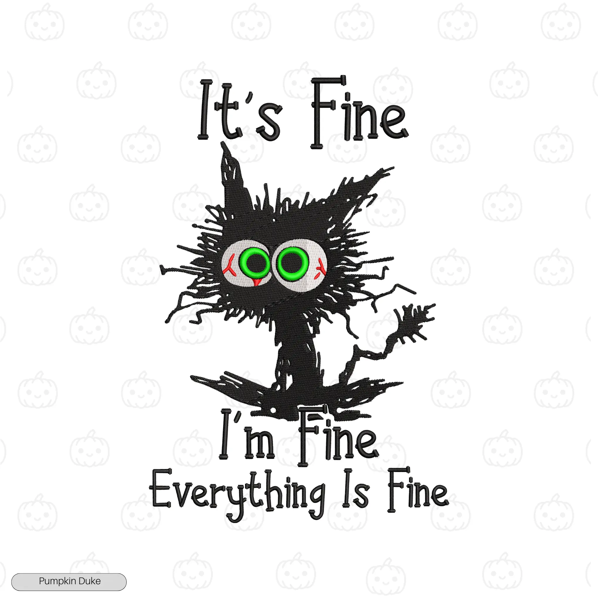 Everything Is Fine Cat Embroidery Hoodie (Pawnic Attack)