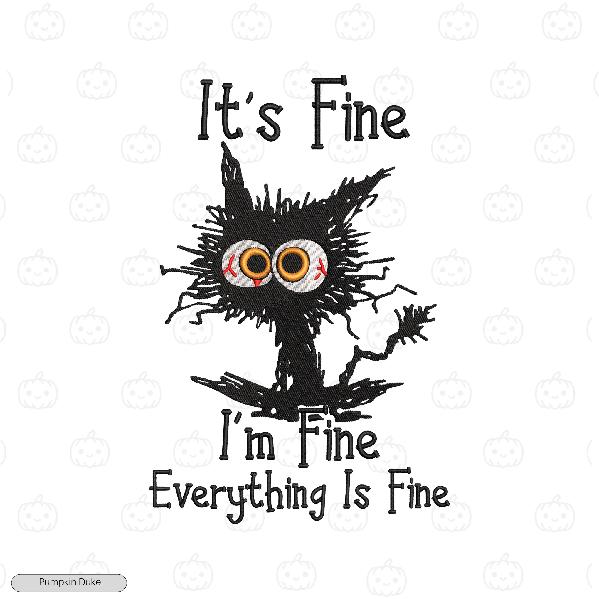 Everything Is Fine Cat Embroidery Hoodie (Pawnic Attack)