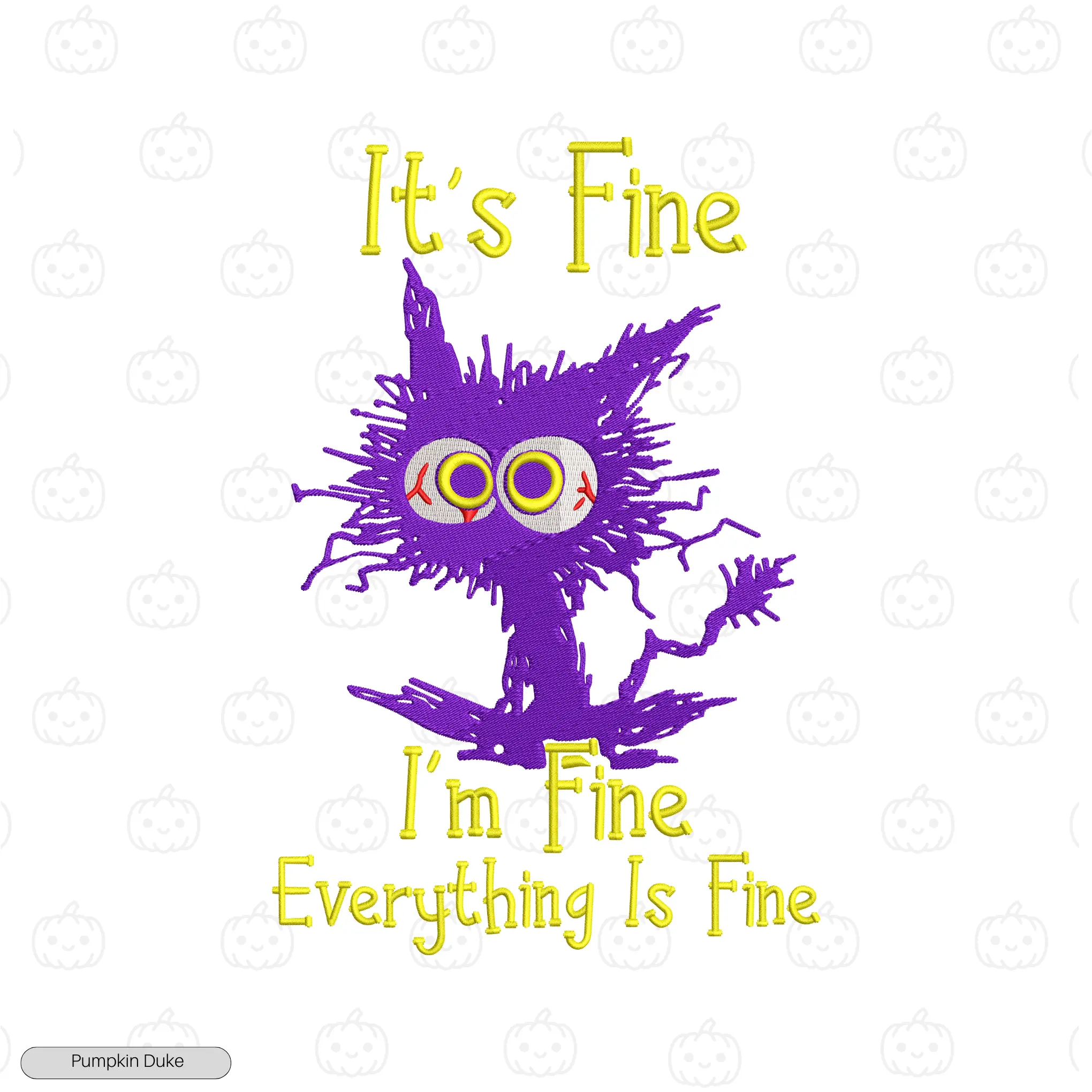 Everything Is Fine Cat Embroidery Hoodie (Pawnic Attack)