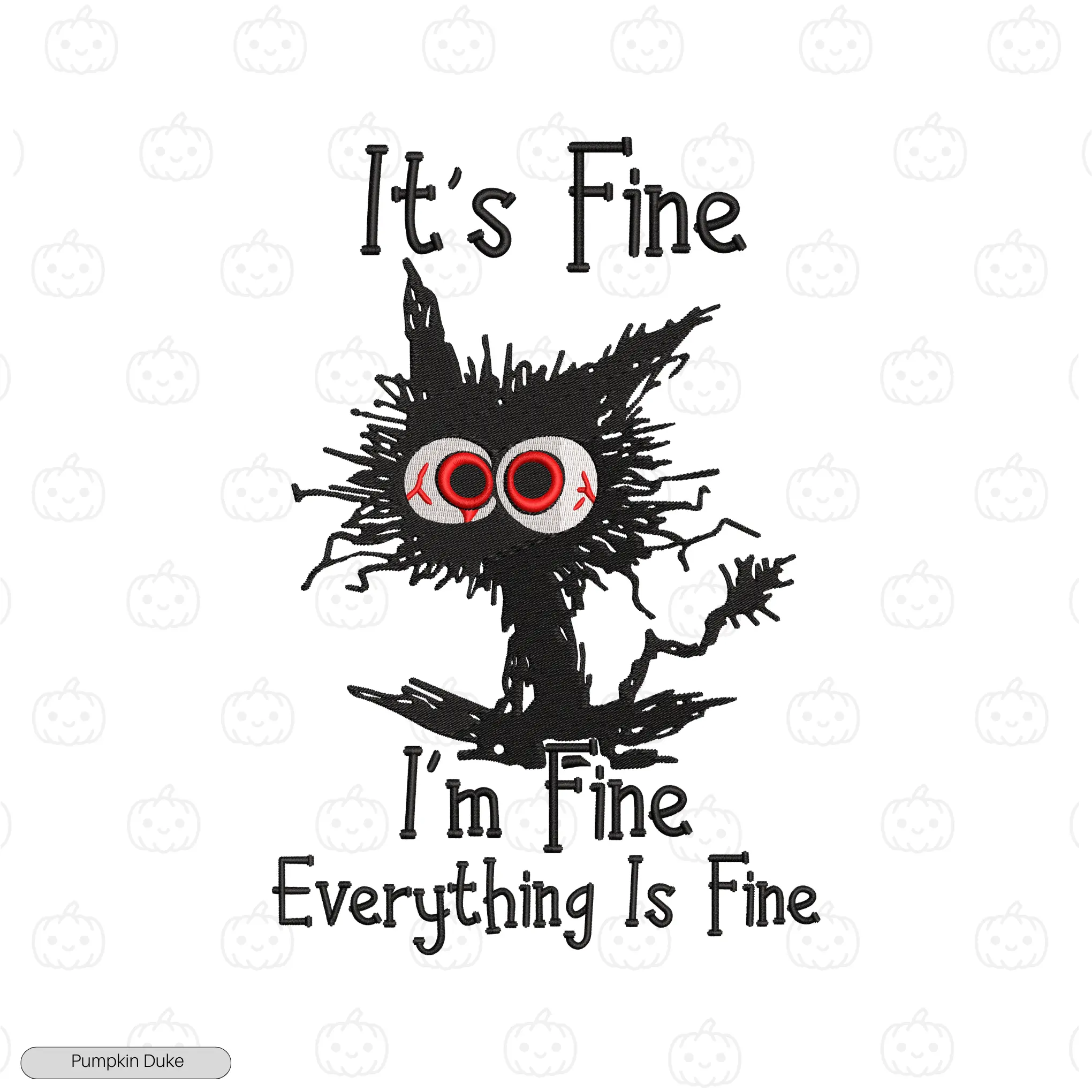 Everything Is Fine Cat Embroidery Hoodie (Pawnic Attack)
