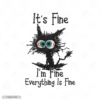 Everything Is Fine Cat Embroidery Hoodie (Pawnic Attack)