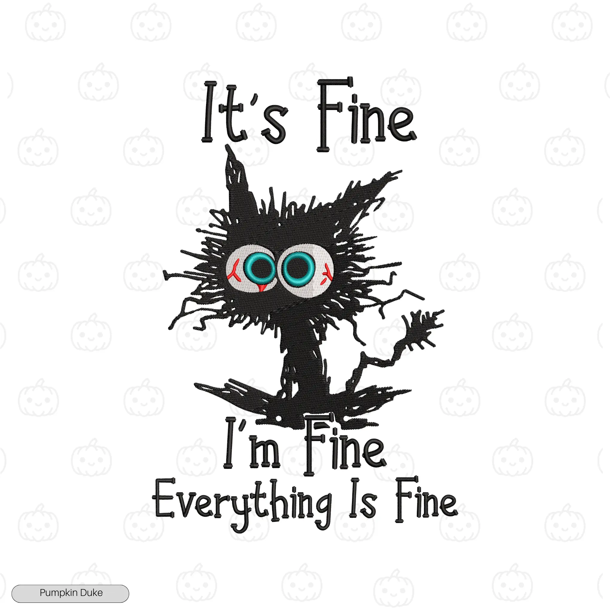 Everything Is Fine Cat Embroidery Hoodie (Pawnic Attack)