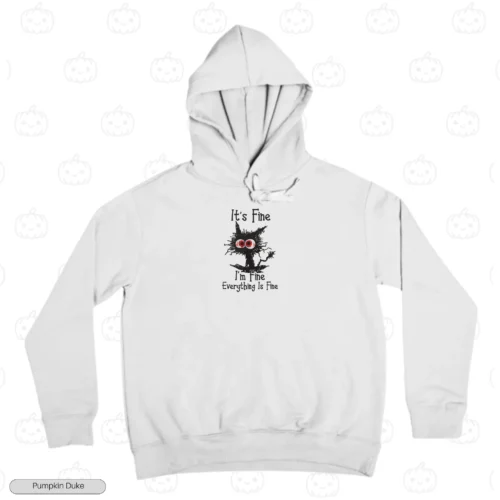 Everything Is Fine Cat Embroidery Hoodie (Pawnic Attack)