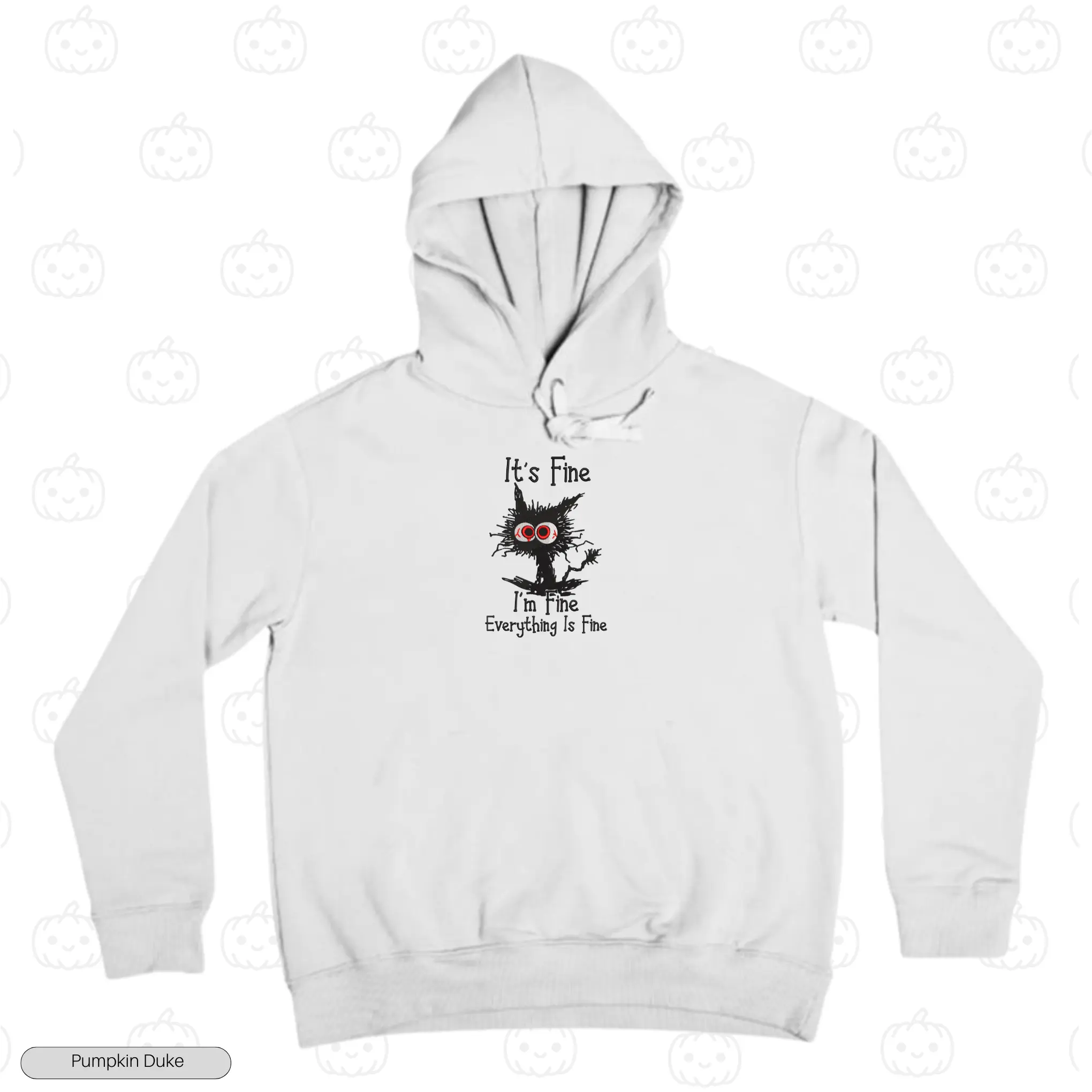 Everything Is Fine Cat Embroidery Hoodie (Pawnic Attack)