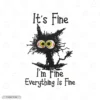 Everything Is Fine Cat Embroidery Hoodie (Pawnic Attack)