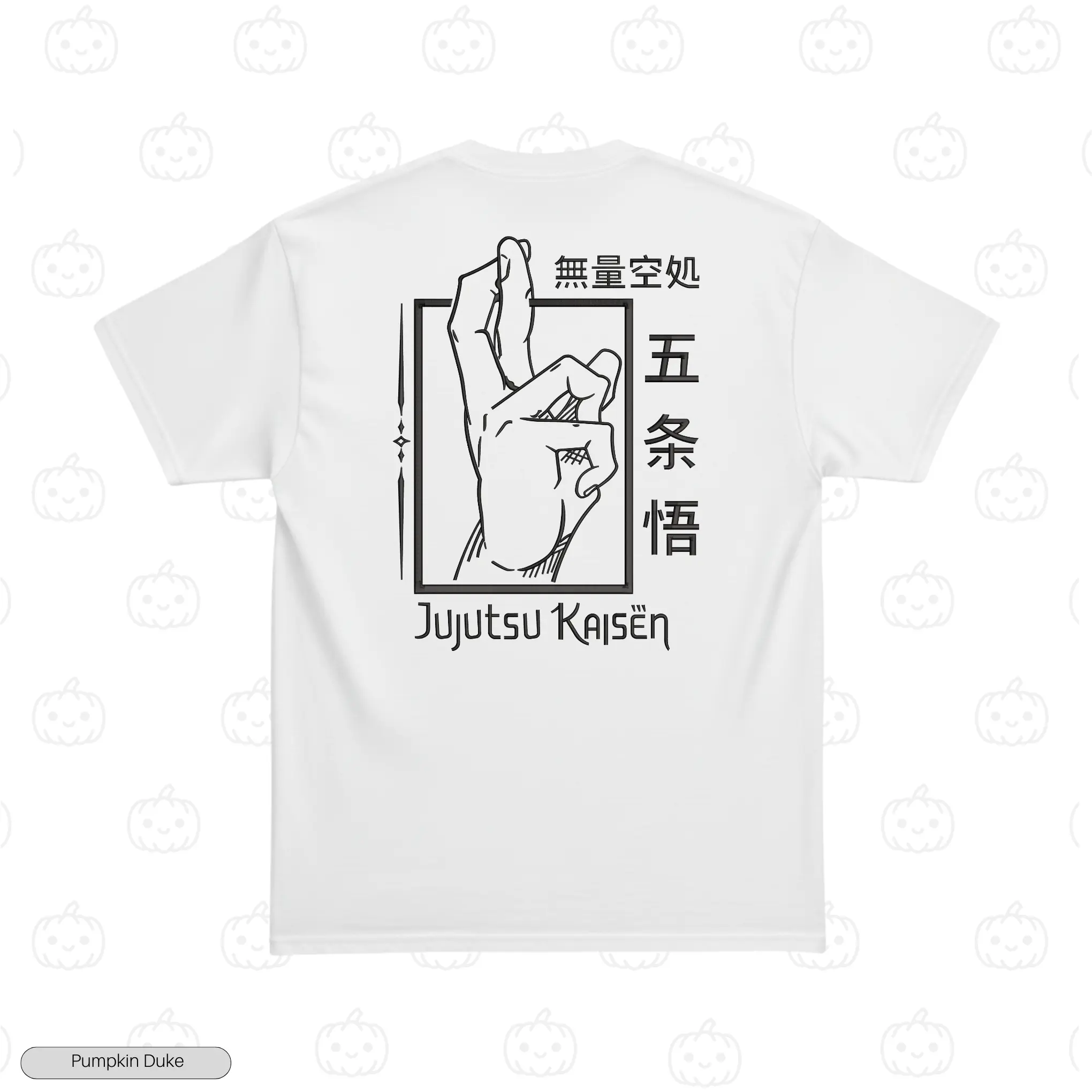 JJK Gojo Domain Expansion White Back Embroidery T-Shirt Gojo Domain Expansion Embroidery T-Shirt