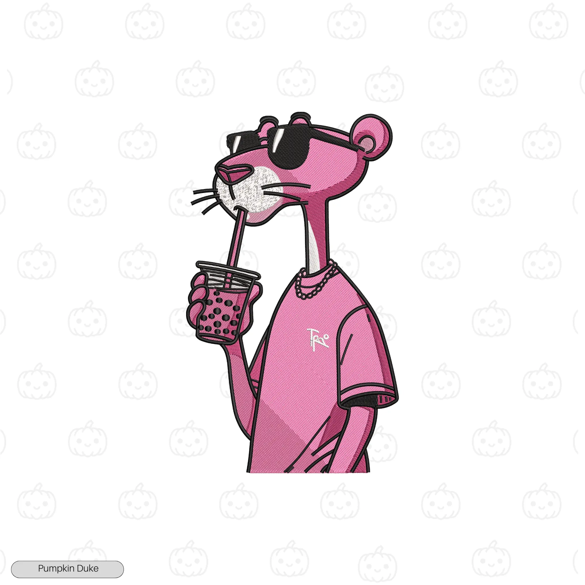 Chill Pink Panther Embroidery Hoodie
