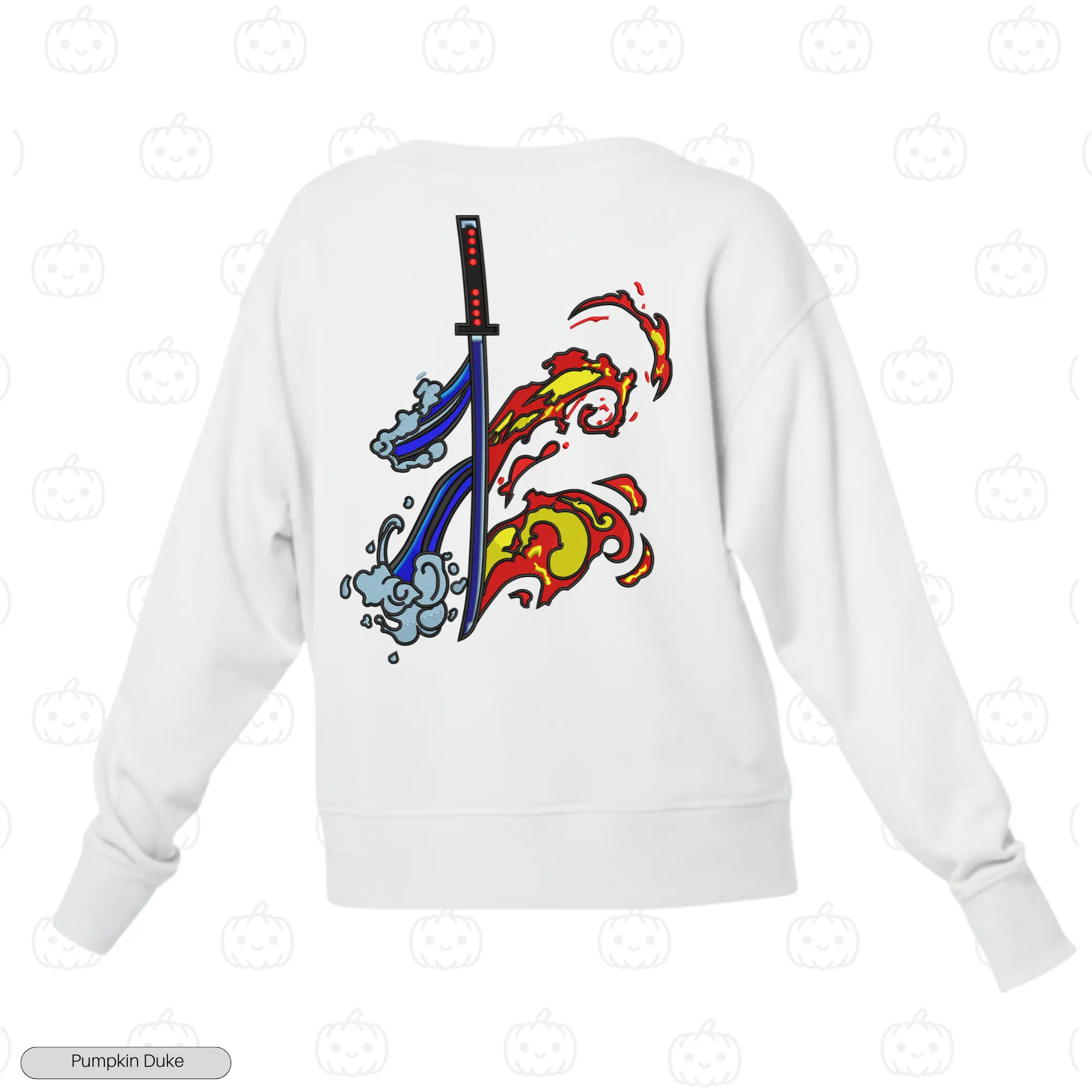 Blade of Two Breaths White Back Embroidery Sweatshirt Blade of Two Breaths Embroidery Sweatshirt