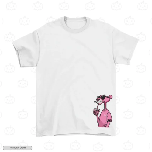 Chill Pink Panther White Front Embroidery T-Shirt Chill Pink Panther Embroidery T-Shirt