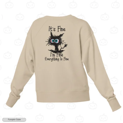 Everything Is Fine Cat Embroidery Sweatshirt (Pawnic Attack)
