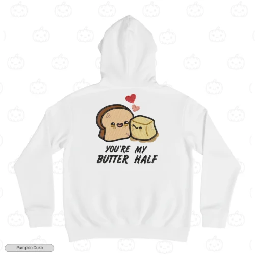 Butter Half White Back Embroidery Hoodie Butter Half Embroidery Hoodie