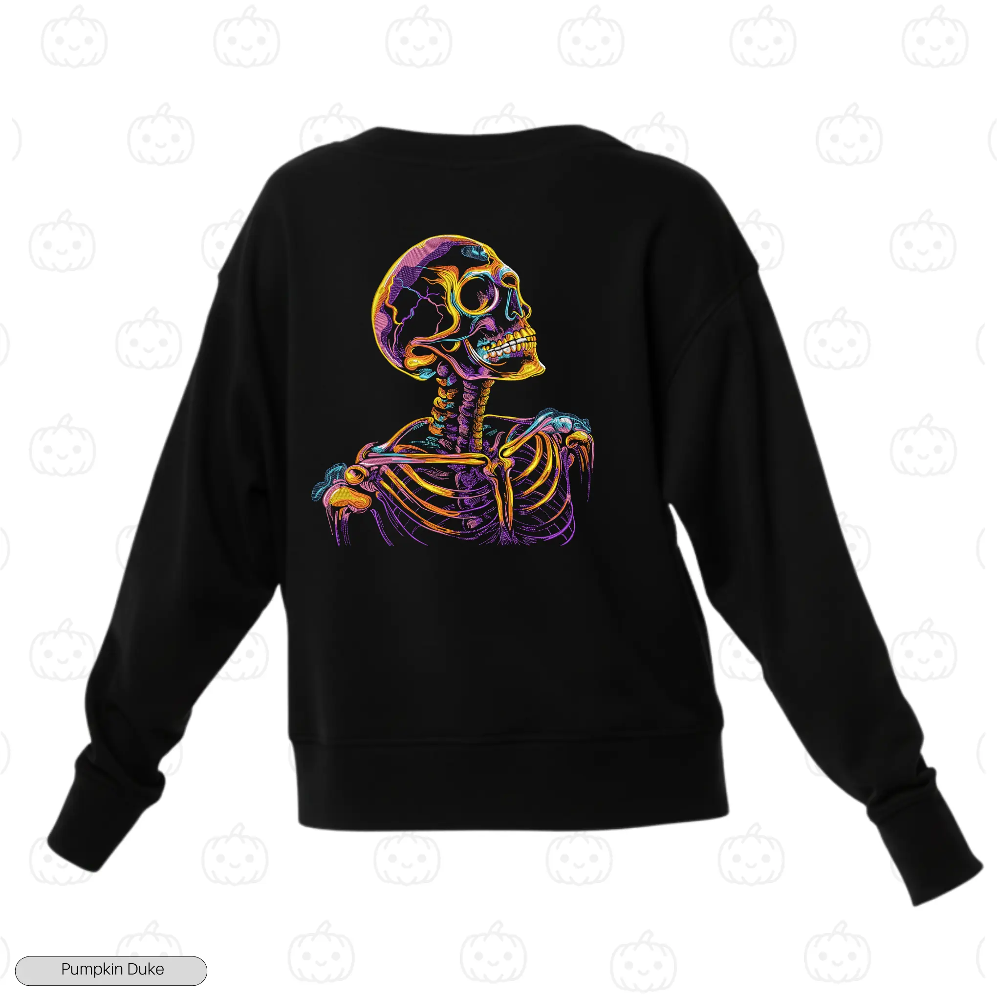 Chromatic Skull Embroidery Sweatshirt