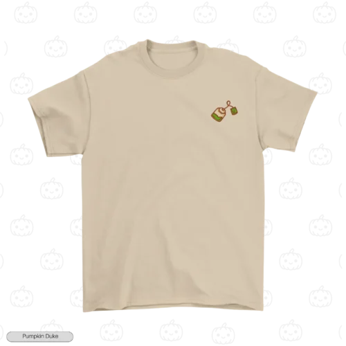 Mini Teabag Beige Logo Embroidery T-Shirt Mini Tea Bag Embroidery T-Shirt