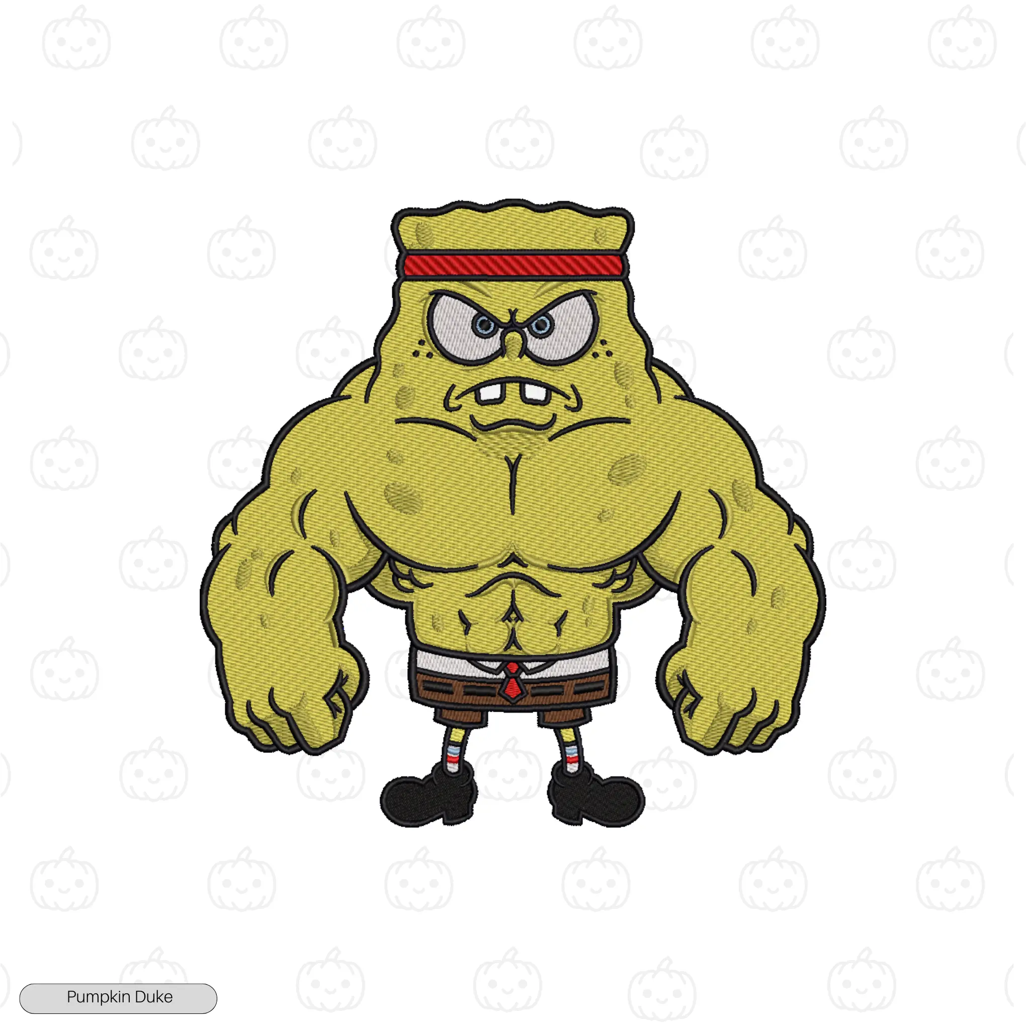 Muscular Spongebob V1 Embroidery T-Shirt