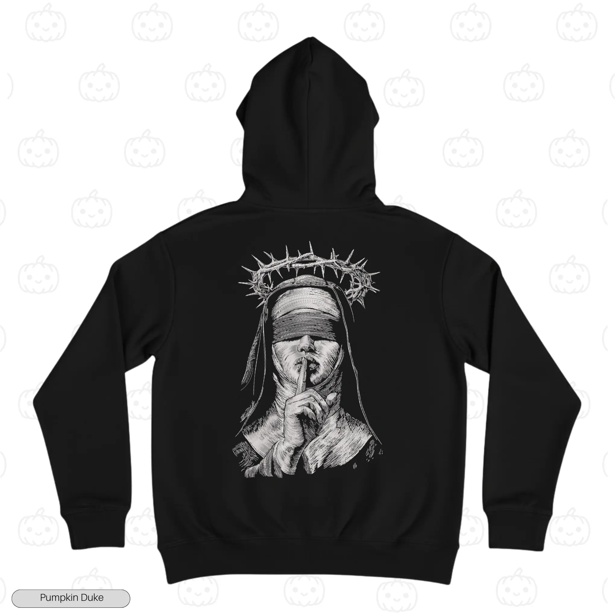 Blind Folded Nun Embroidery Hoodie