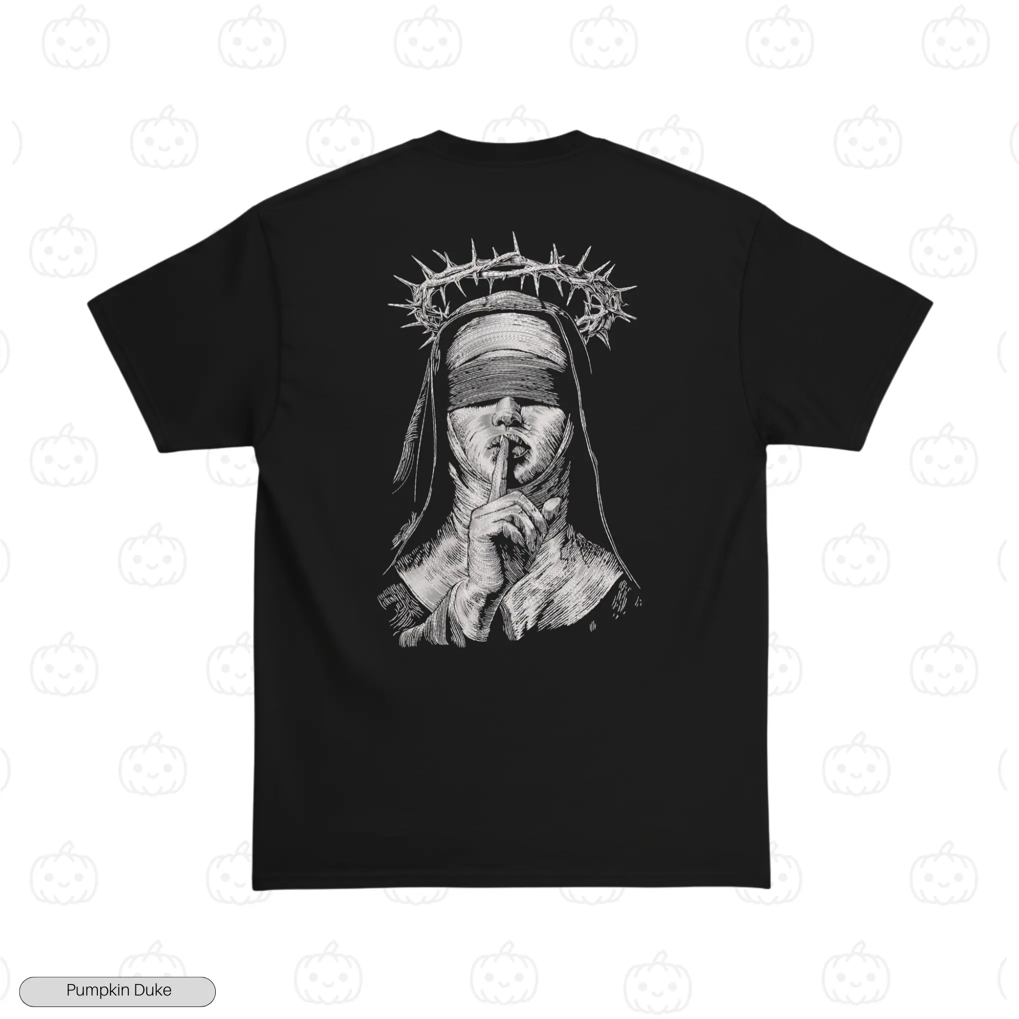 Blind Folded Nun Embroidery T-Shirt