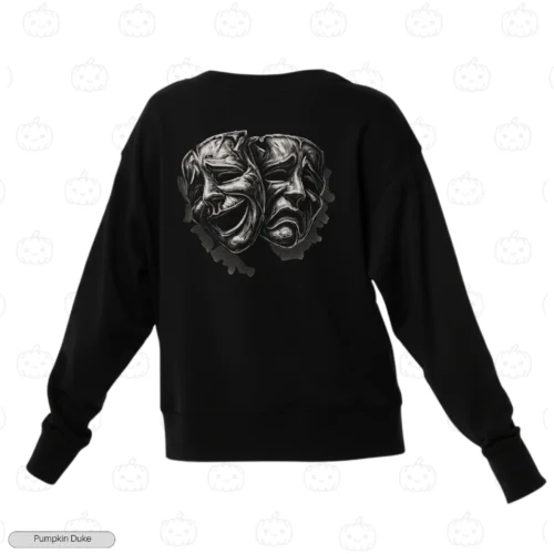 Comedy Tragedy Masks Embroidery Sweatshirt