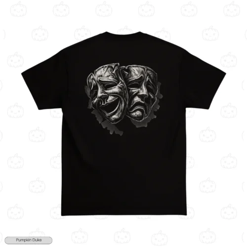 Comedy Tragedy Masks Embroidery T-Shirt