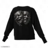 Comedy Tragedy Masks Black Back Embroidery Sweatshirt Comedy Tragedy Masks Embroidery Sweatshirt
