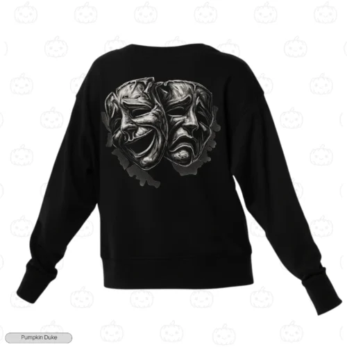 Comedy Tragedy Masks Embroidery Sweatshirt
