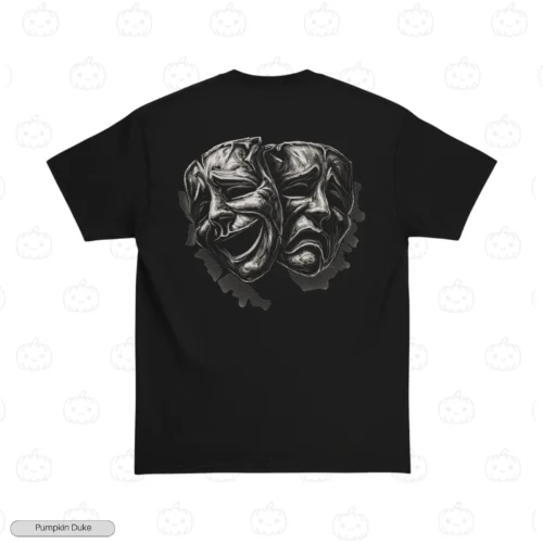Comedy Tragedy Masks Embroidery T-Shirt