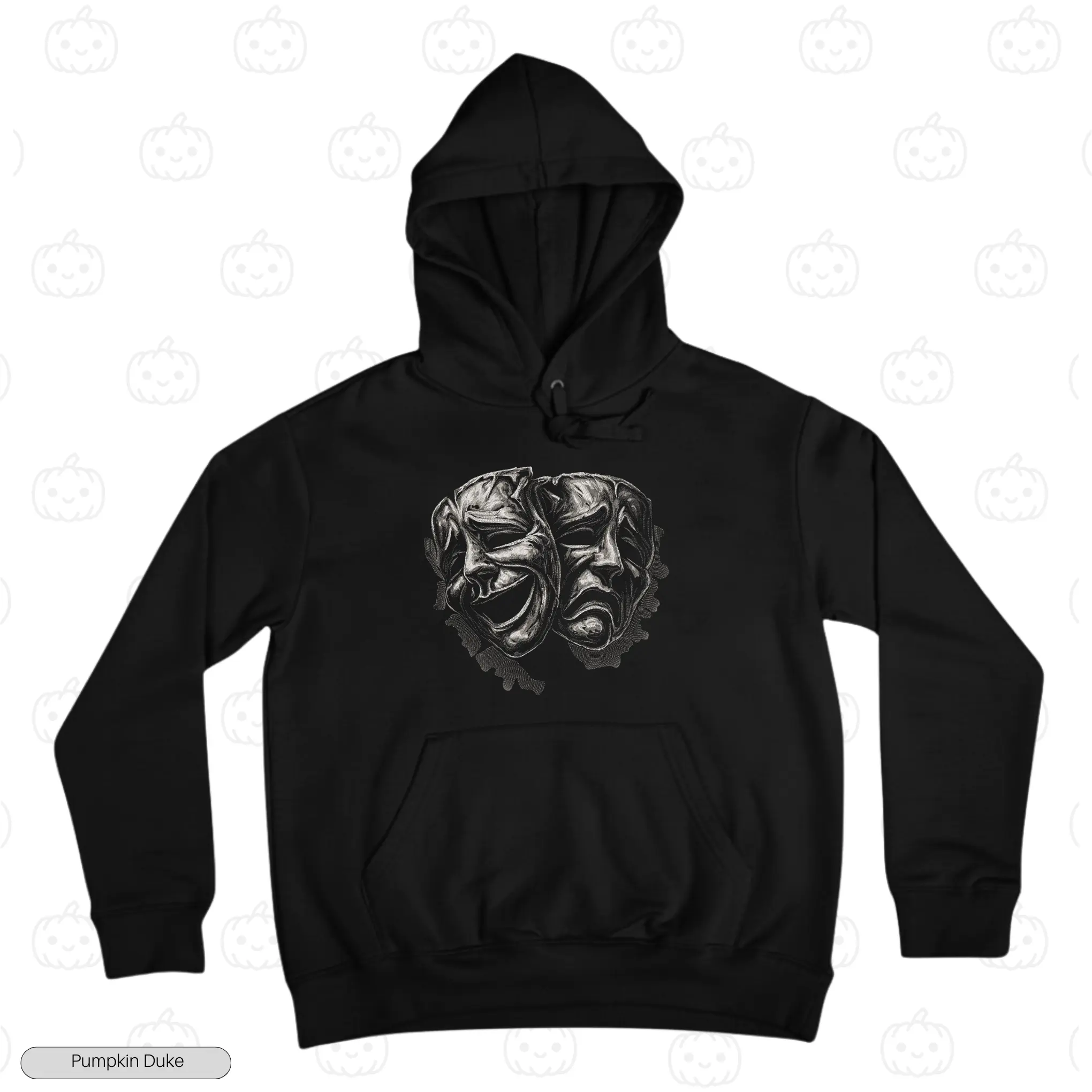 Comedy Tragedy Masks Embroidery Hoodie