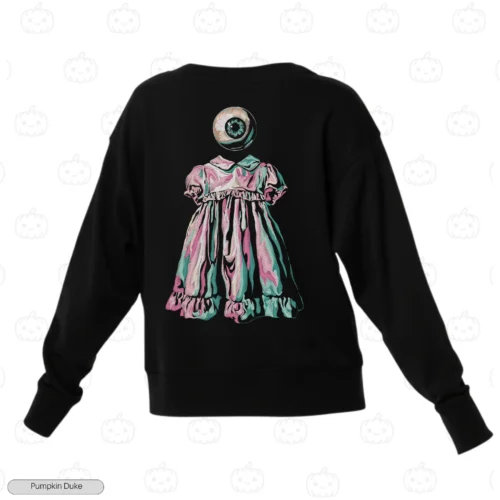 Creepy Doll Black Back Embroidery Sweatshirt Creepy Doll Embroidery Sweatshirt