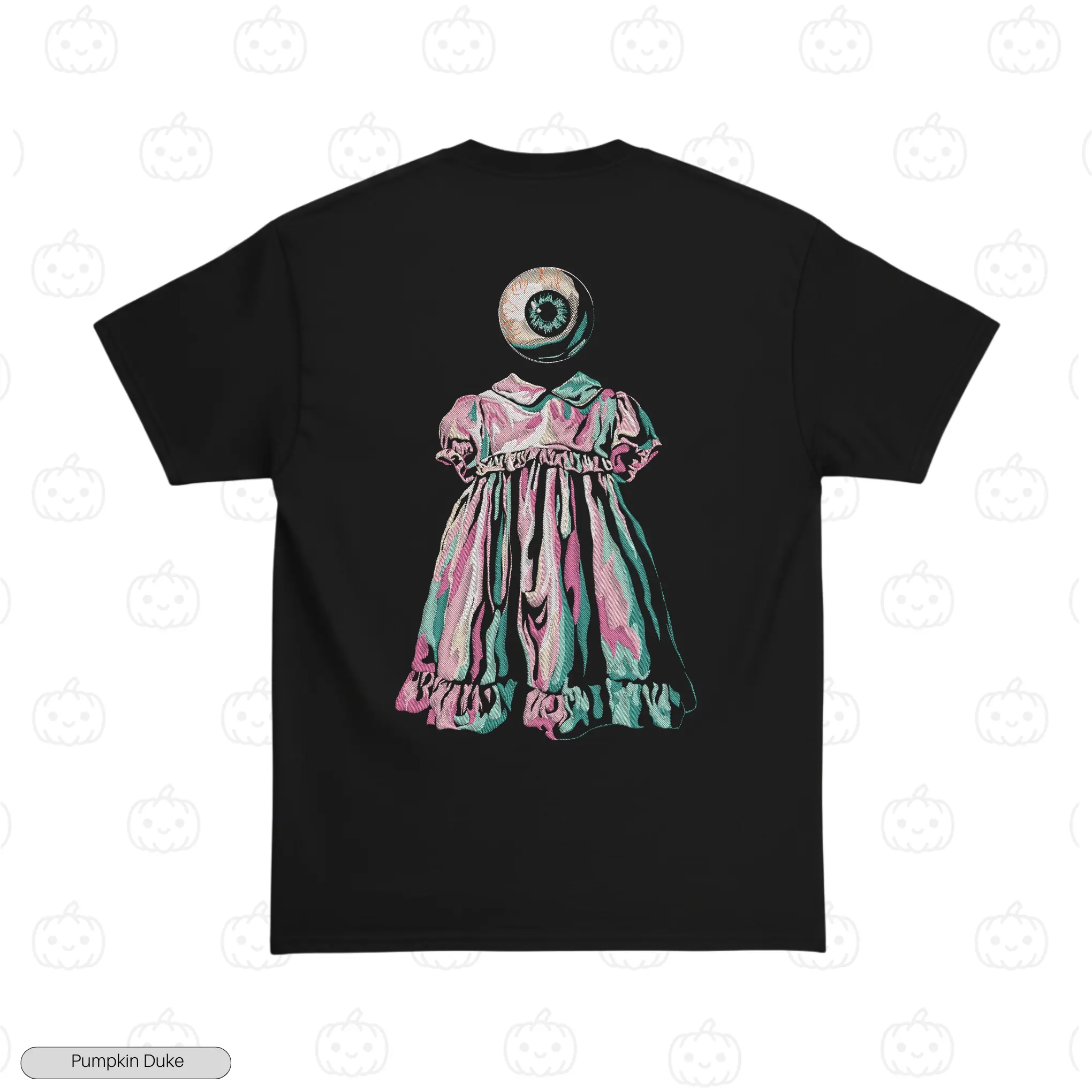 Creepy Doll Black Back Embroidery T-Shirt Creepy Doll Embroidery T-Shirt