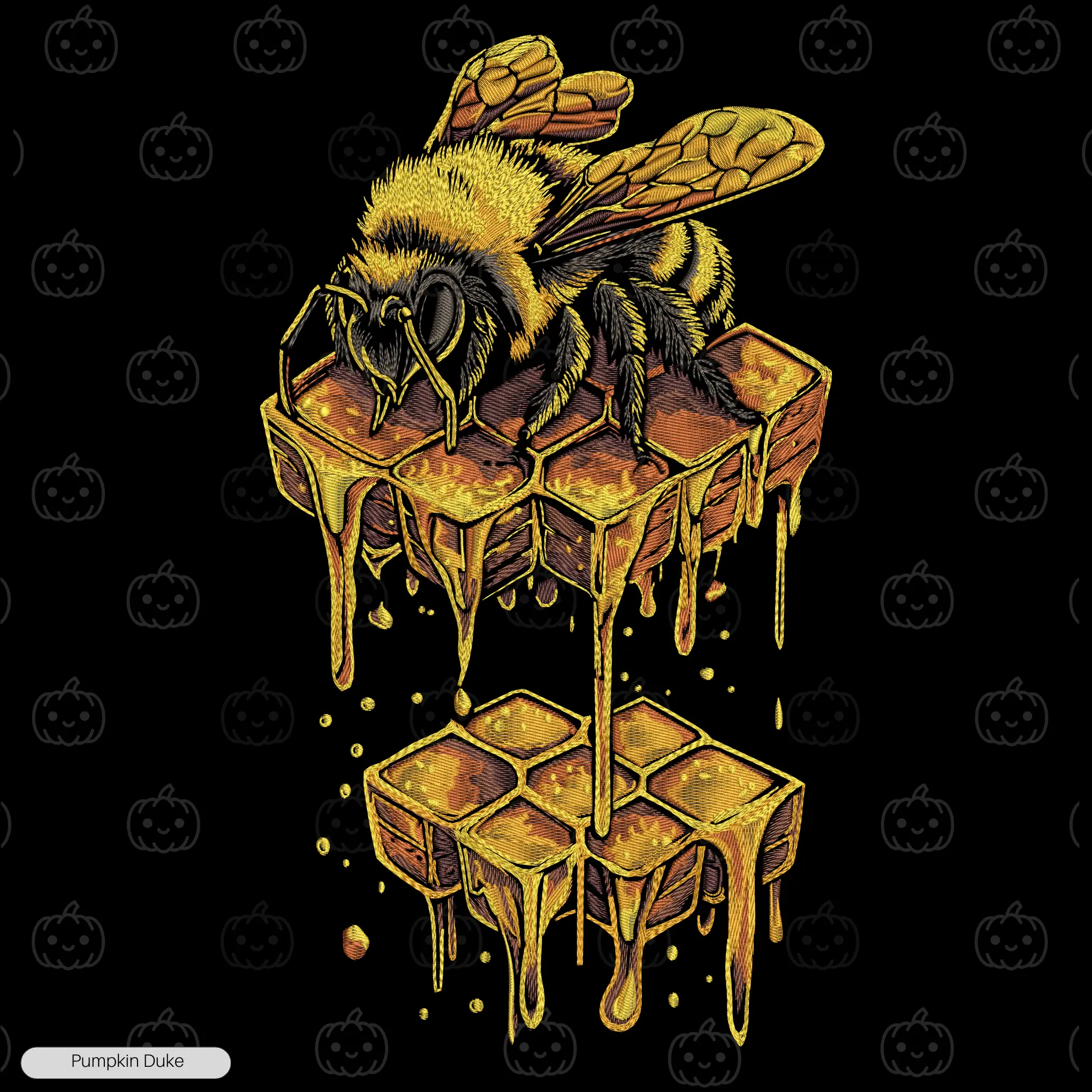 Dripping Honey Bee Embroidery T-shirt