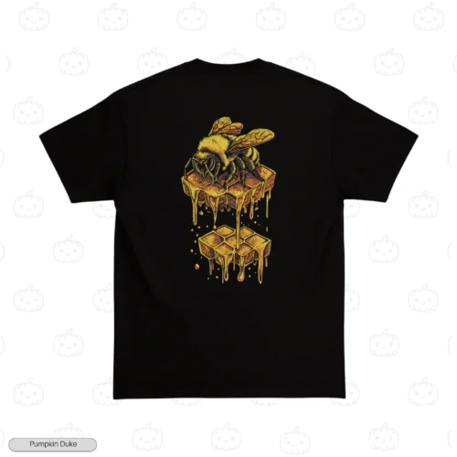 Dripping Honey Black Back Embroidery T-Shirt Dripping Honey Bee Embroidery T-shirt