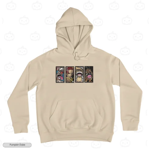 Four Yonkos Beige Front Embroidery Hoodie Four Yonkos Embroidery Hoodie
