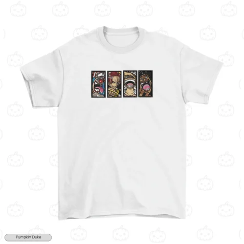 Four Yonkos White Front Embroidery T-Shirt Four Yonkos Embroidery T-Shirt