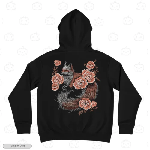 Fox Floral Embroidery Hoodie