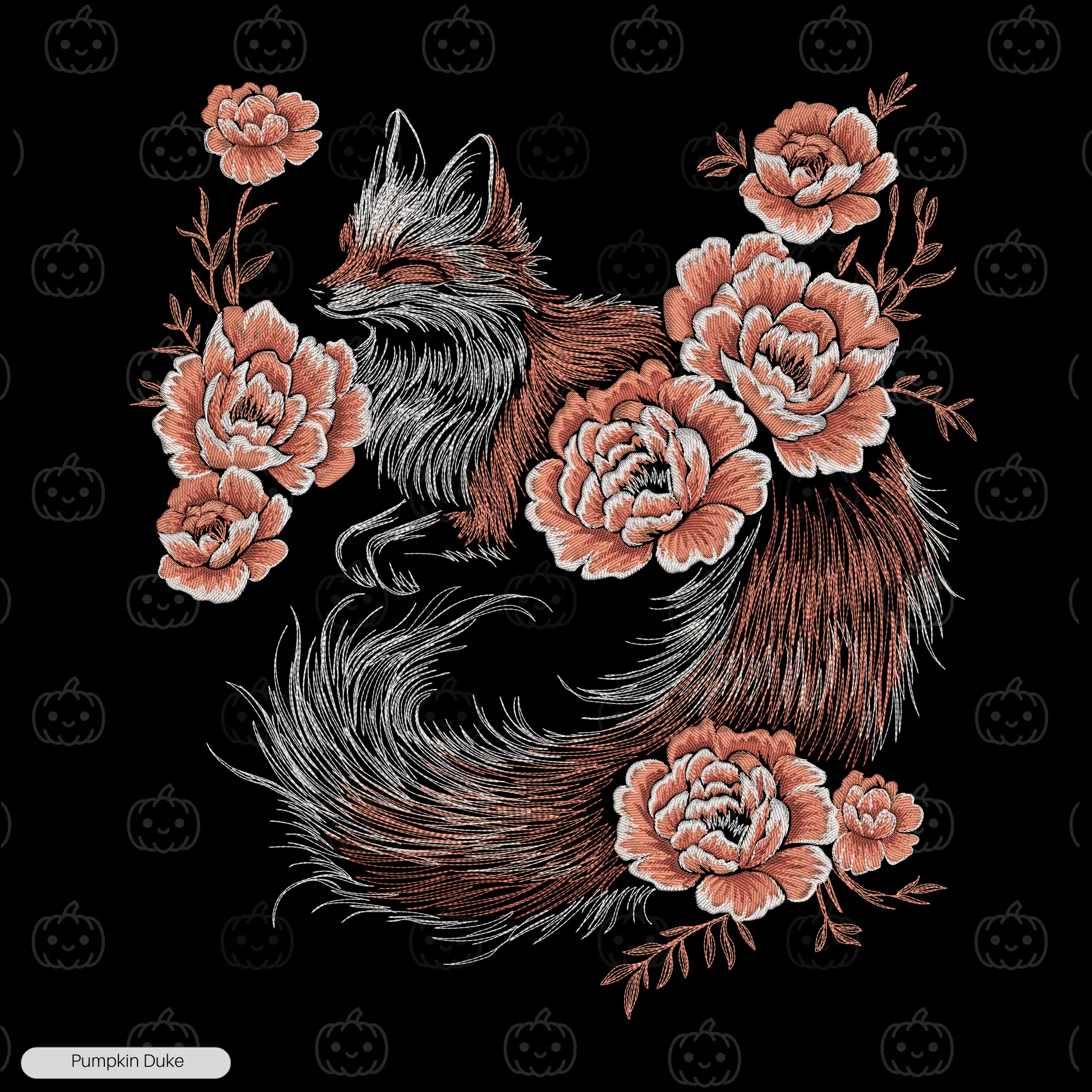 Fox Floral Embroidery Hoodie