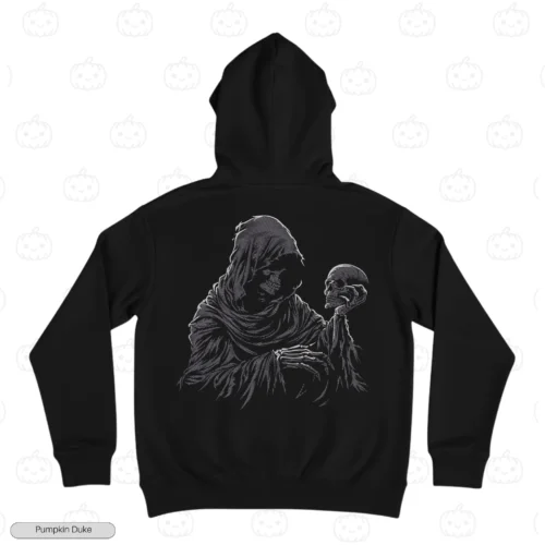 Grim Reaper With Skull Embroidery Hoodie