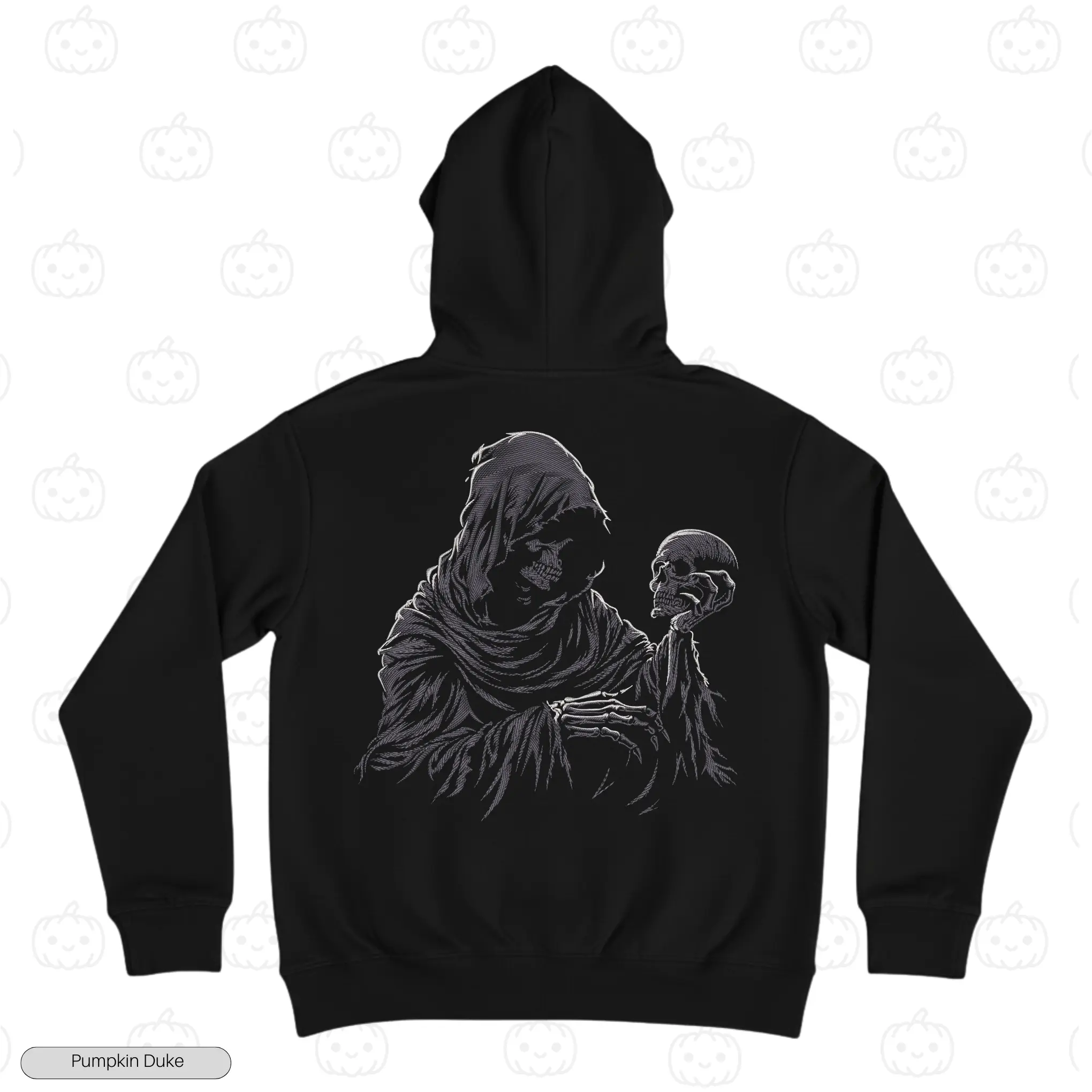 Grim Reaper With Skull Embroidery Hoodie