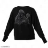 Grim Reaper With Skull Embroidery Sweatshirt