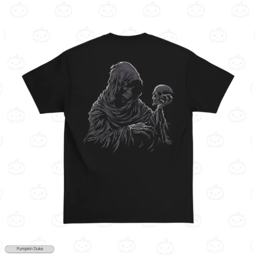 Grim Reaper With Skull Embroidery T-Shirt