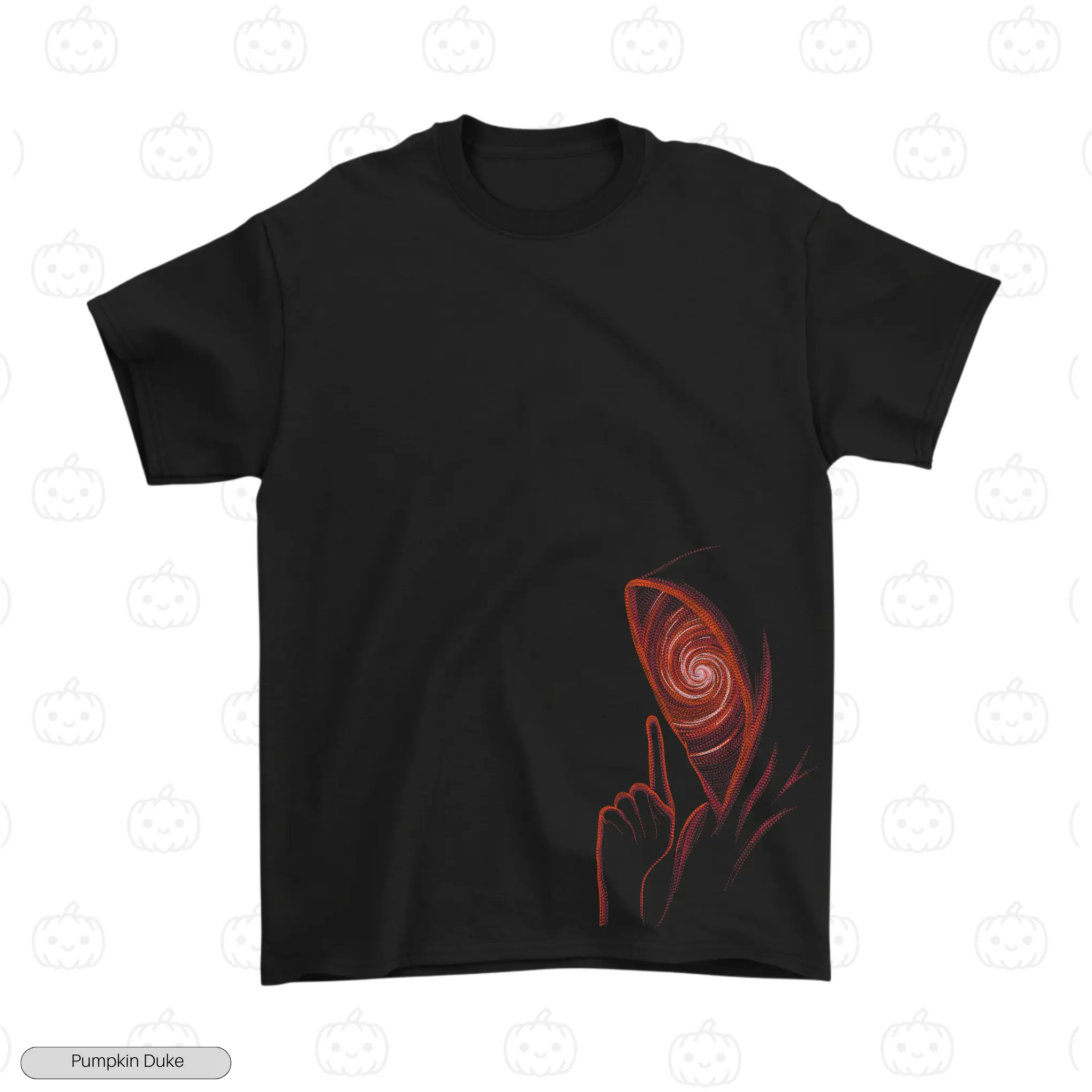 Hooded Spiral Face Embroidery T-Shirt