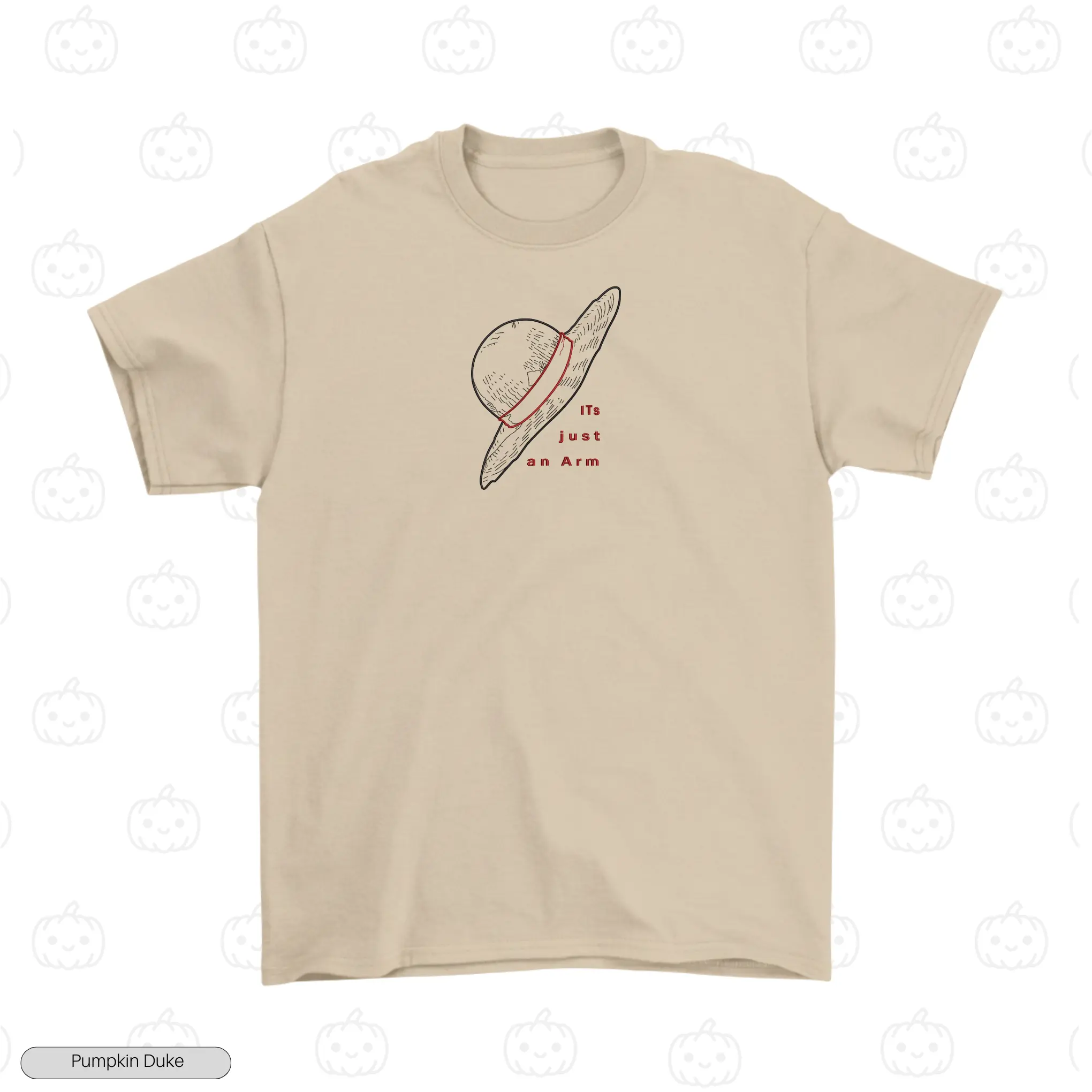 It's Just An Arm Beige Front Embroidery T-Shirt Shanks War Is Over Embroidery T-Shirt