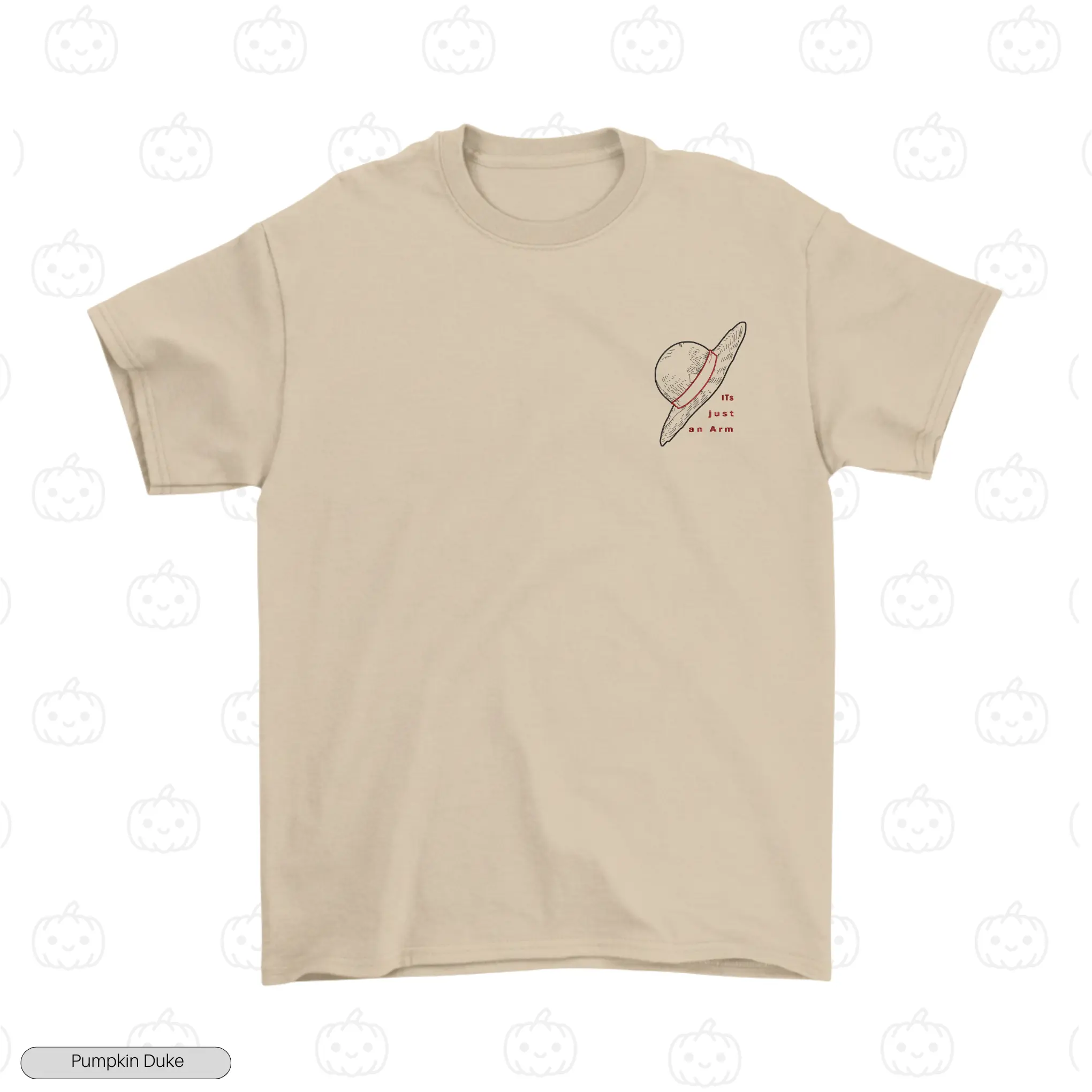 It's Just An Arm Beige Logo Embroidery T-Shirt Shanks War Is Over Embroidery T-Shirt