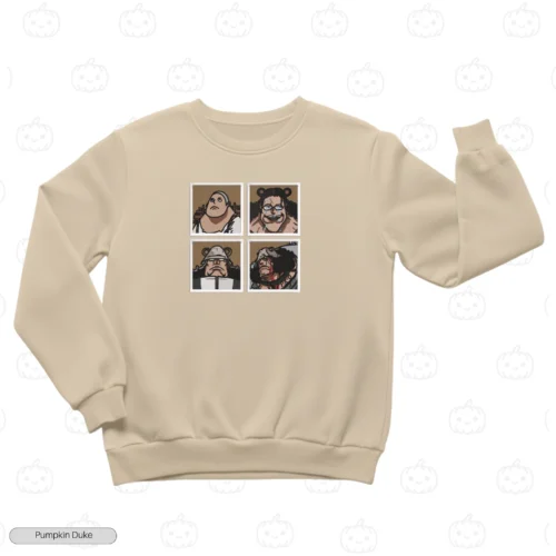 One Piece Kuma Grid Embroidery Sweatshirt