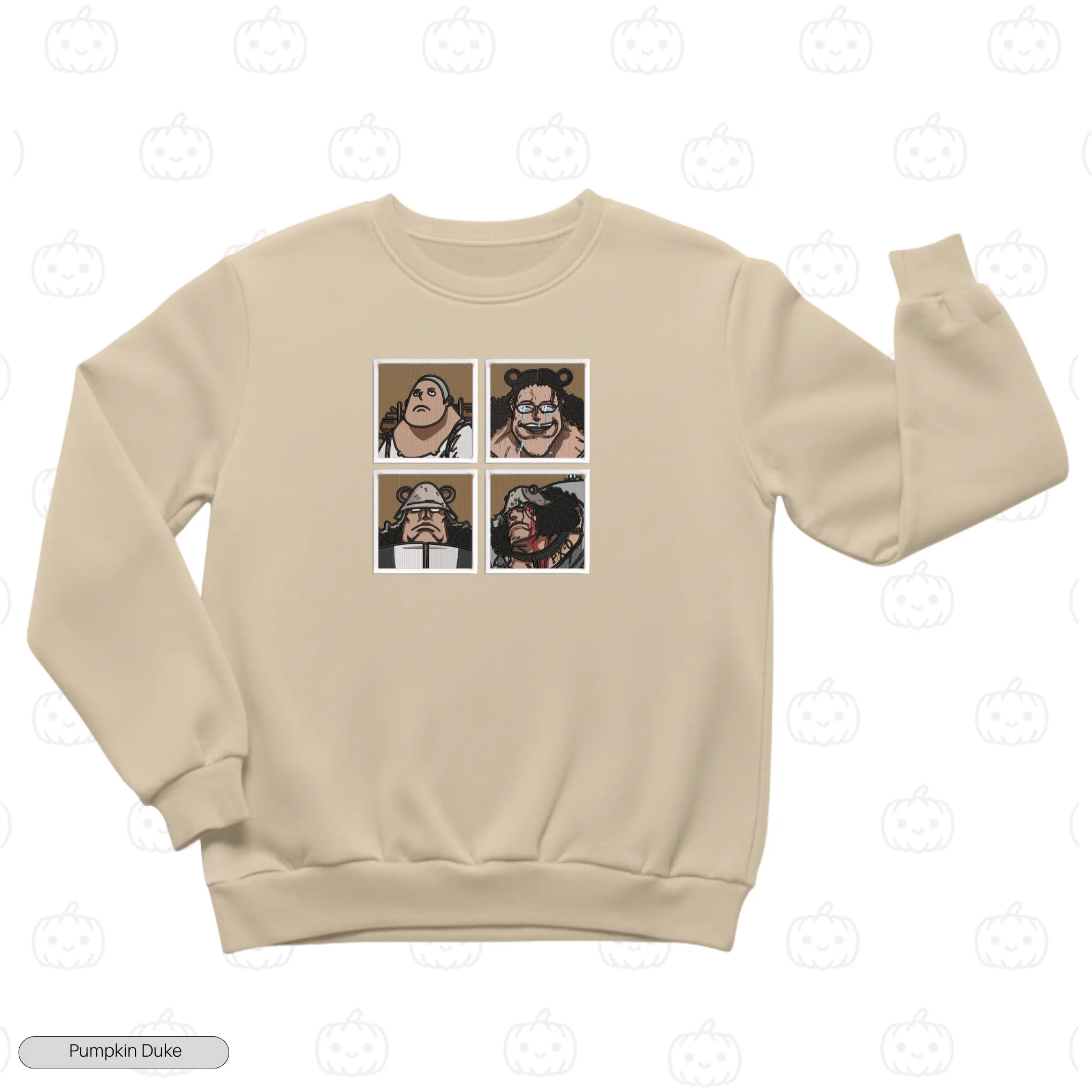 One Piece Kuma Grid Embroidery Sweatshirt