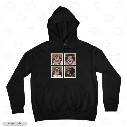 Kuma Grid Black Front Embroidery Hoodie One Piece Kuma Grid Embroidery Hoodie