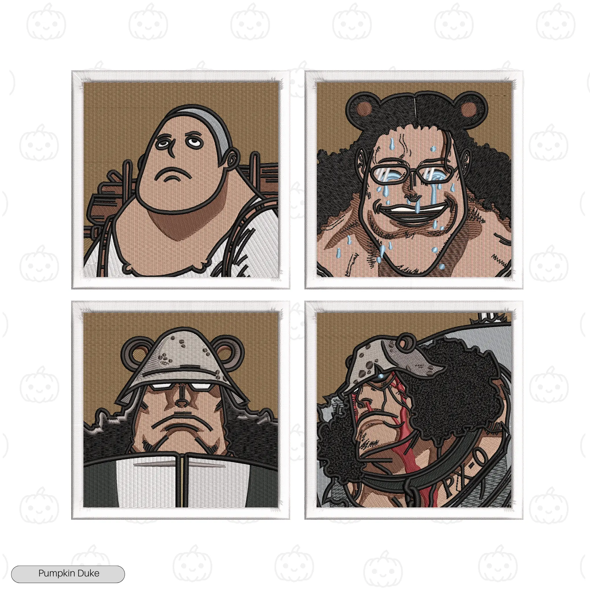 Kuma Grid Embroidery Design One Piece Kuma Grid Embroidery Hoodie