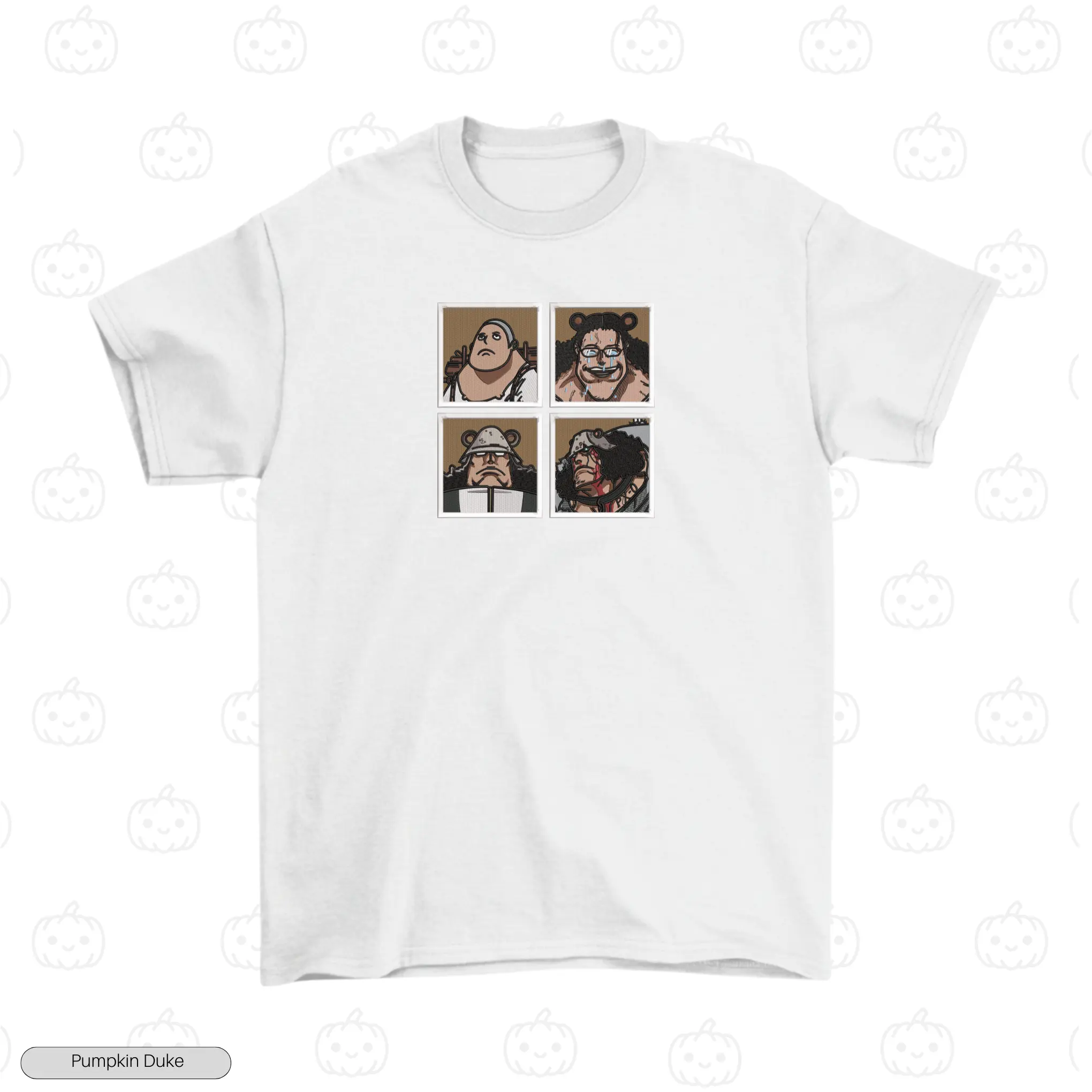 One Piece Kuma Grid Embroidery T-Shirt