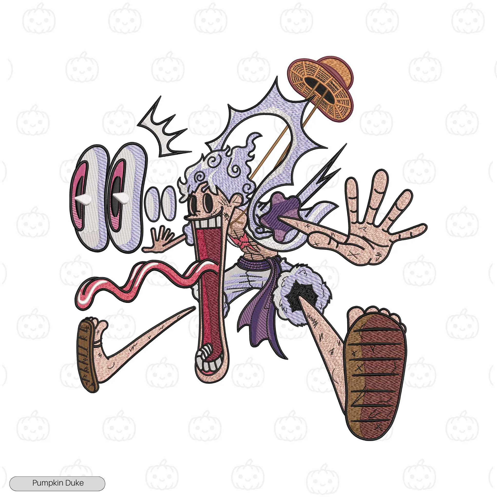 Luffy Gear 5 Goofy Embroidery Design Luffy Gear 5 Goofy Embroidery T-Shirt