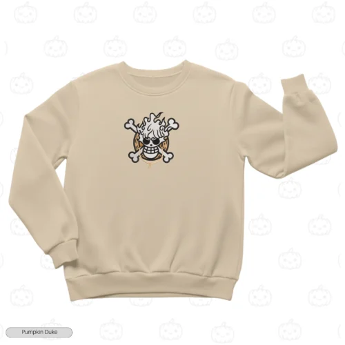 Luffy Gear 5 Logo Beige Front Embroidery Sweatshirt Luffy Gear 5 Logo Embroidery Sweatshirt