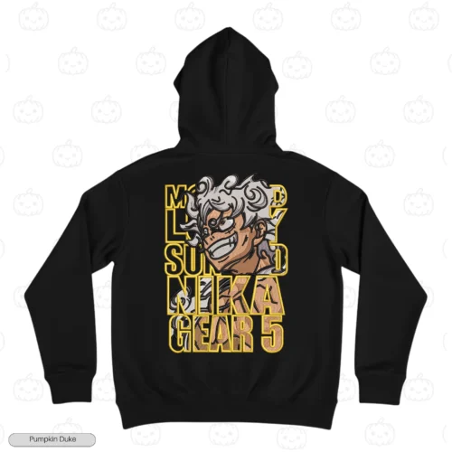 Luffy Gear 5 Nika Black Back Embroidery Hoodie Luffy Gear 5 Nika Embroidery Hoodie